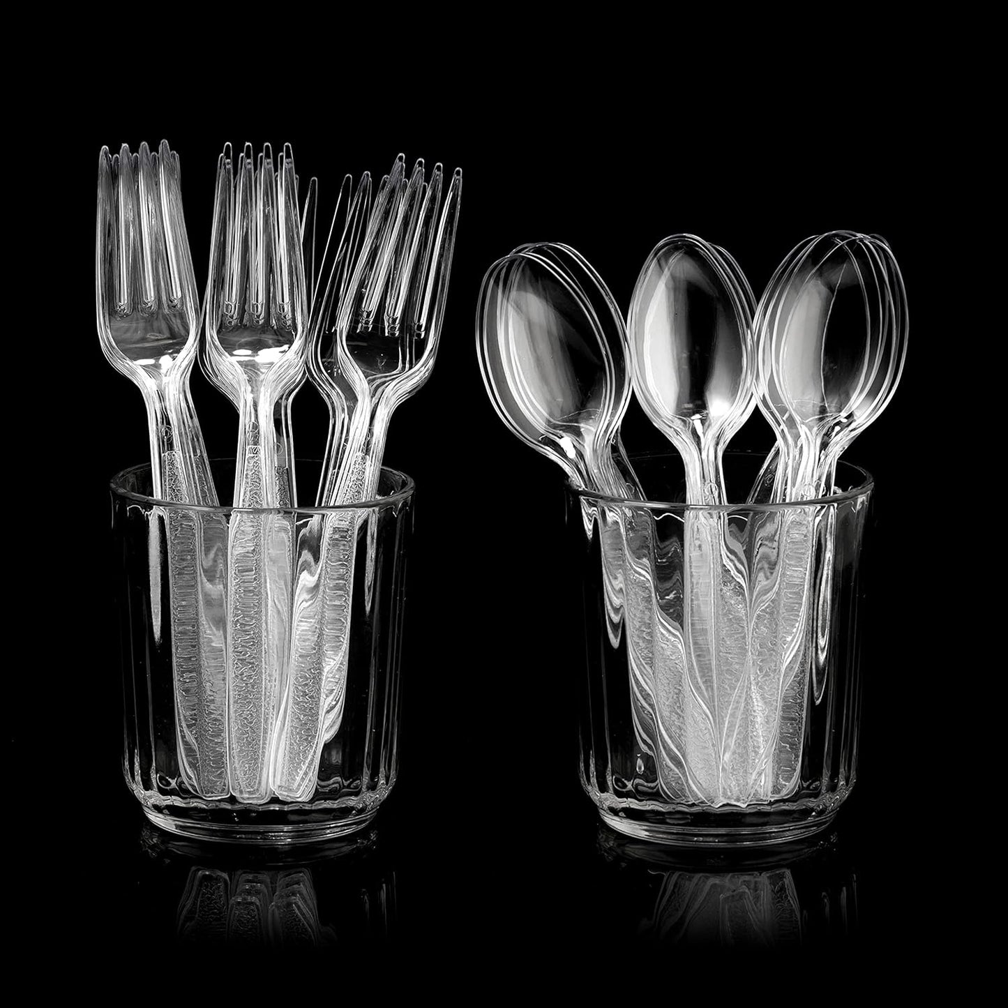 Clear Plastic Cutlery Set - (Bulk Pack 360 Pcs) Plastic Utensils Heavy Duty, 180 Plastic Forks and 180 Spoons, Silverware Sets for Party Supplies, Dinners, Take-Out, Catering, Food Services