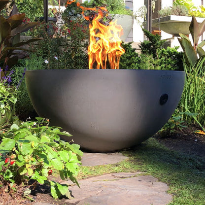 Solus Decor Hemi 36" Concrete Patio Firebowl - 60,000 BTU