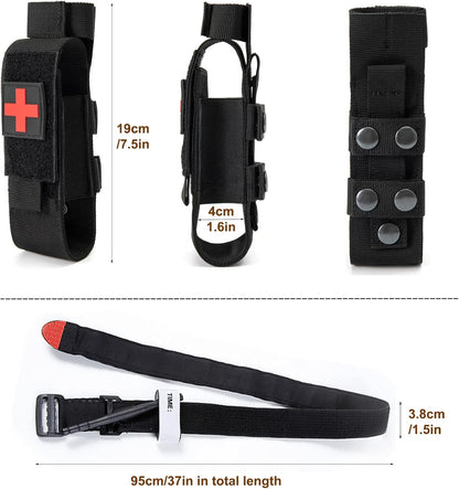 Cozii Tourniquet Pouch Kit with Tactical Tourniquet & Trauma Shears, Molle Compatible Emergency First Aid Holder, Portable Bleeding Control Kit (Black) - PuriLite