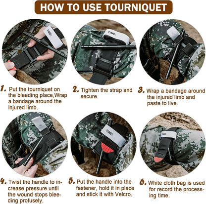 Cozii Tourniquet Pouch Kit with Tactical Tourniquet & Trauma Shears, Molle Compatible Emergency First Aid Holder, Portable Bleeding Control Kit (Black) - PuriLite