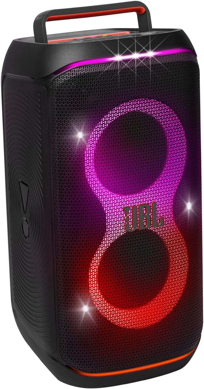 JBL PartyBox Club 120 - Portable Party Speaker with Foldable Handle, Powerful JBL Pro Sound, Futuristic lightshow, Up to 12 Hours of Play time, Splash Proof, Dual Mic & Guitar Inputs