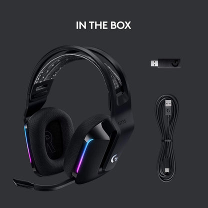 Logitech G733 LIGHTSPEED Wireless Gaming Headset with Suspension Headband, LIGHTSYNC RGB, Blue Voice Mic Techonolgy and PRO-G Audio drivers - Black