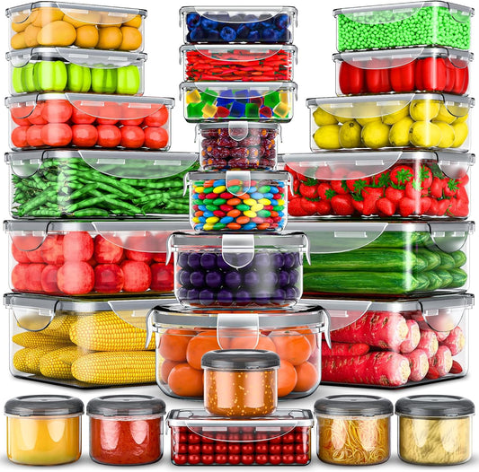 50 Pcs Large Food Storage Containers with Lids Airtight-85 oz to Sauces Box-Total 526Oz Stackable Kitchen Bowls Set Meal Prep Containers-BPA Free Leak proof Plastic Freezer Microwave safe