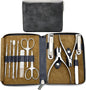 LYGA Nail Clipper Set 12 Pcs with Leather Case, Manicure Set for Men/Women, Quality Pedicure Kit, Quality Gift., Black