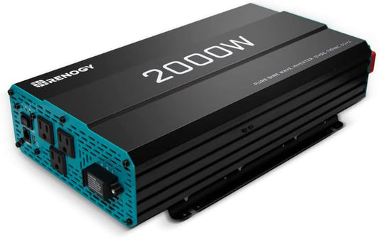 Renogy 2000W 12V Pure Sine Wave Battery Converter, ETL Listed with Built-in 5V/2.1A USB Port,and AC Hardwire Port Solar Power Inverter (RNG-INVT-2000-12V-P2)
