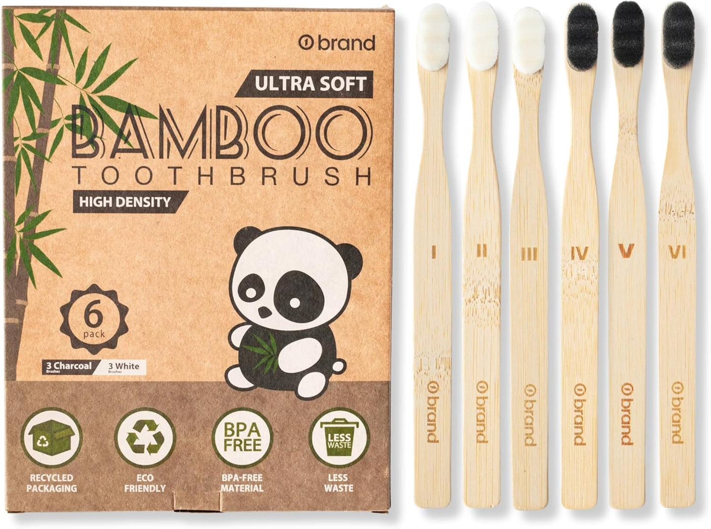 6 Pack, Extra Soft Toothbrush For Sensitive Gums, Micro-Nano Manual Toothbrush with 20000 Soft Floss Bristles, o1brand