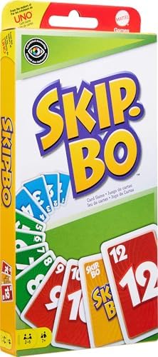 Mattel Games Skip-Bo Card Game for Kid, Adult & Family Nights, Color Blind Accessible Deck for 2 to 6 Players Ages 7+