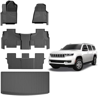 AOMSAZTO Floor Mats & Trunk Mat for 2024 2025 Chevy Equinox EV (Non Fuel),TPE All Weather Protection 2 Rows Car Floor Liners with Cargo Liner for Chevrolet Equinox EV (Non Fuel)