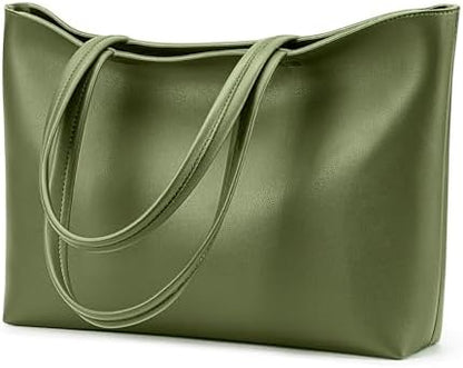 KALIDI Tote Bag Zipper Shoulder Bag Faux Leather Purses for Women Large Casual Handbag Work Dating College