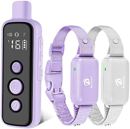 Bousnic Dog Shock Collar for 2 Dogs - (8-120lbs) Waterproof Rechargeable Electric Dog Training Collar with Remote for Small Medium Large Dogs with Beep Vibration Safe Shock Modes(Grey)