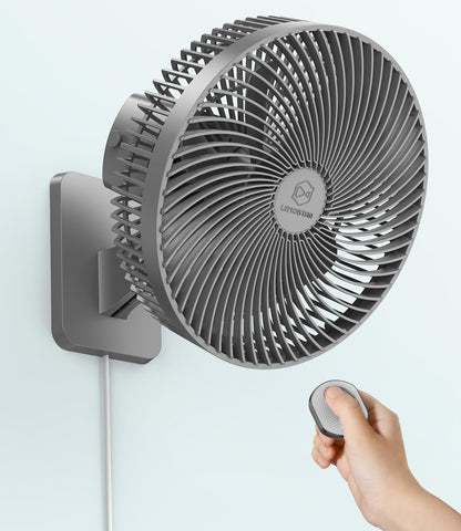 10 Inch Oscillating Wall Mounted Fan with Remote Control,High Velocity 4 Speeds Timer,Adjustable Tilt,5.9 ft Cord, Ultra Quiet,for Bedroom,Garage, RV, Office-Grey