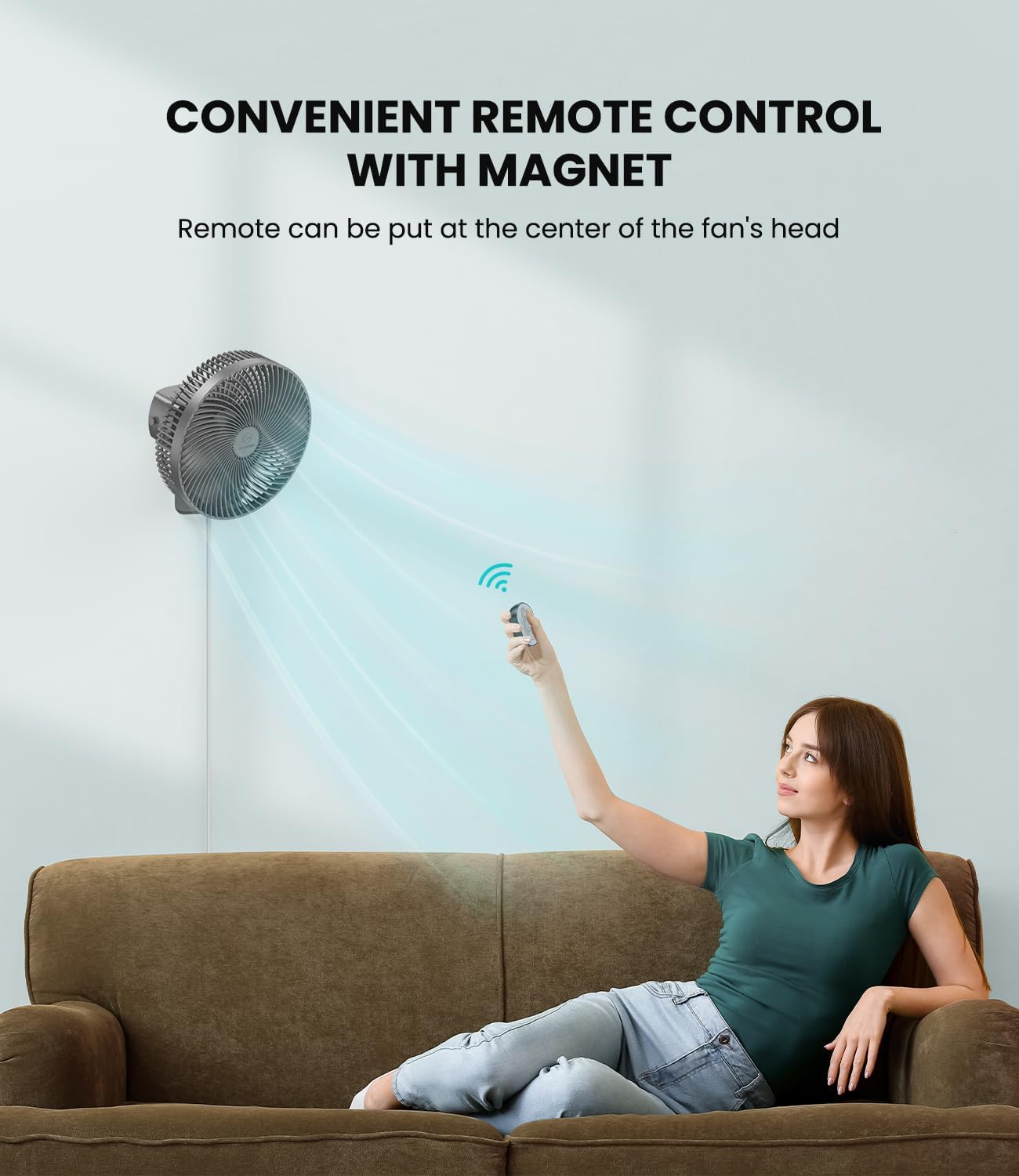 10 Inch Oscillating Wall Mounted Fan with Remote Control,High Velocity 4 Speeds Timer,Adjustable Tilt,5.9 ft Cord, Ultra Quiet,for Bedroom,Garage, RV, Office-Grey