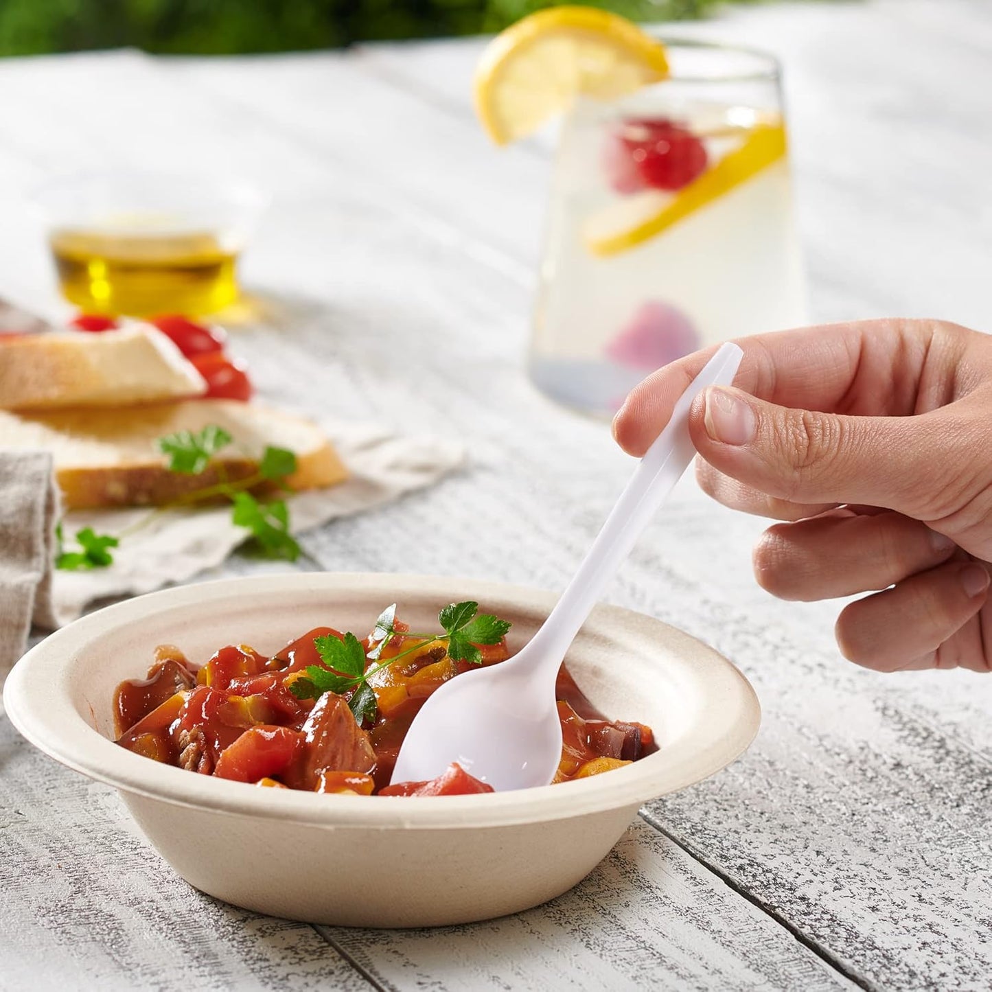 400 Light-Weight White Disposable Plastic Teaspoons
