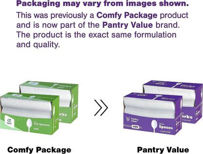 400 Light-Weight White Disposable Plastic Teaspoons
