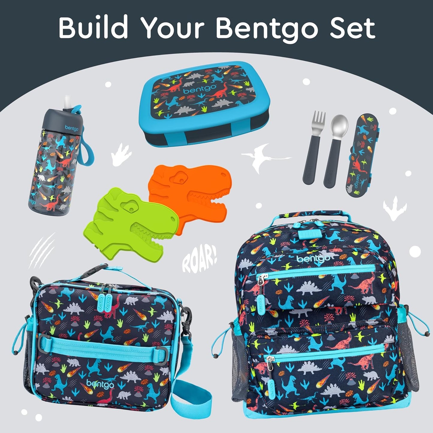 Bentgo Kids Prints Leak-Proof, 5-Compartment Bento-Style Kids Lunch Box - Ideal Portion Sizes for Ages 3 to 7 - BPA-Free, Dishwasher Safe, Food-Safe Materials (Dinosaur)