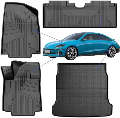 AOMSAZTO Floor Mats & Trunk Mat for 2024 2025 Chevy Equinox EV (Non Fuel),TPE All Weather Protection 2 Rows Car Floor Liners with Cargo Liner for Chevrolet Equinox EV (Non Fuel)