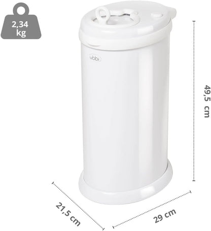 Ubbi Steel Diaper Pail, White
