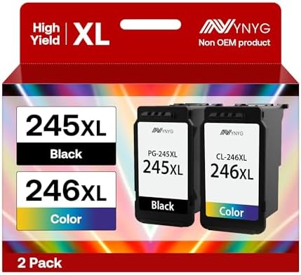 245XL 246XL Combo Pack Compatible for Canon Ink 245 246 PG-245XL CL-246XL Work with Canon Pixma TS3120 MG2520 MX492 TR4520 TS202 MG2525 MG3022 MG2522 MG2922 MG2420 Remanufactured (Black, Tri-Color)