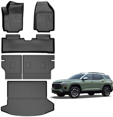AOMSAZTO Floor Mats & Trunk Mat for 2024 2025 Chevy Equinox EV (Non Fuel),TPE All Weather Protection 2 Rows Car Floor Liners with Cargo Liner for Chevrolet Equinox EV (Non Fuel)
