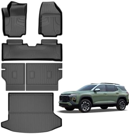 AOMSAZTO Floor Mats & Trunk Mat for 2024 2025 Chevy Equinox EV (Non Fuel),TPE All Weather Protection 2 Rows Car Floor Liners with Cargo Liner for Chevrolet Equinox EV (Non Fuel)