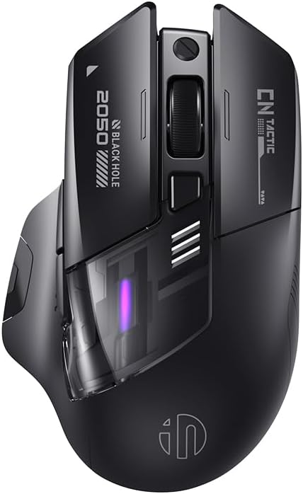 Dual Mode Wireless Mouse Bluetooth 5.0 and 2.4G Rechargeable RGB Silent Click Mouse with 2400 DPI and Battery Indicator