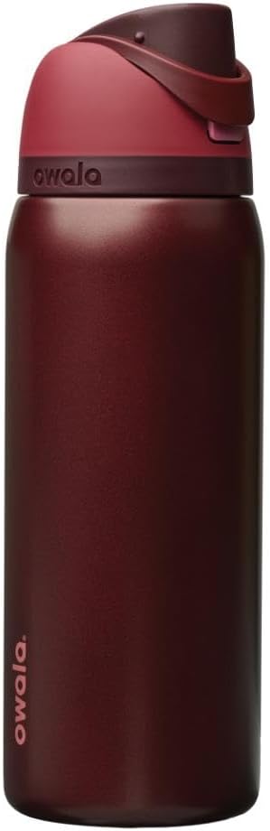 Owala FreeSip Insulated Stainless Steel Water Bottle with Straw for Sports and Travel, BPA-Free, 24-oz, Very, Very Dark