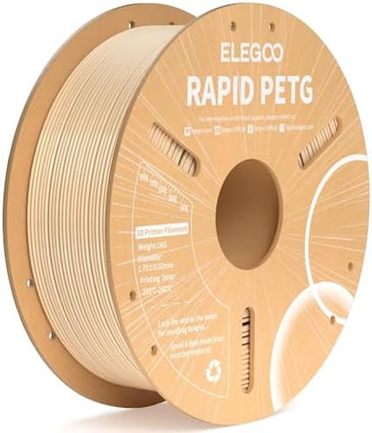 ELEGOO Rapid PETG Filament 1.75mm Black 1KG, 3D Printer Filament Max 600 mm/s High Speed Printing, Dimensional Accuracy +/- 0.02 mm Fit Most FDM Printer 1kg Cardboard Spool