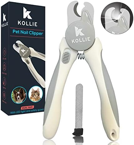 Kollie Dog Nail Clippers with Light LED, Cat Nail Clippers, Dog Nail Trimmer, Coupe Griffe Chien Avec Lumiere, Coupe Griffe Chat, Razor Sharp Stainless Steel Blades with Safety Guard