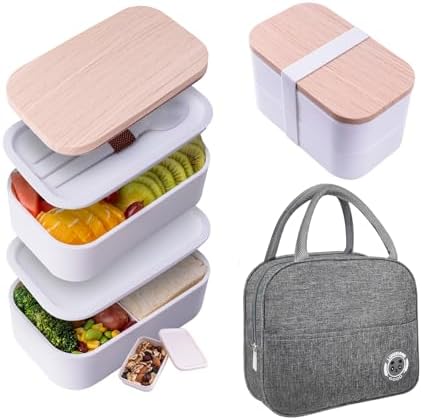 Bento Box Adult Lunch Box with Lunch Bag,Japanese Lunch Box Containers for Adult,Bento Lunch Box with Leakproof 54OZ Black (Black)