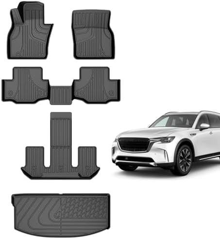 AOMSAZTO Floor Mats & Trunk Mat for 2024 2025 Chevy Equinox EV (Non Fuel),TPE All Weather Protection 2 Rows Car Floor Liners with Cargo Liner for Chevrolet Equinox EV (Non Fuel)