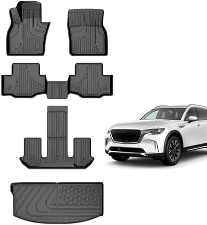 AOMSAZTO Floor Mats & Trunk Mat for 2024 2025 Chevy Equinox EV (Non Fuel),TPE All Weather Protection 2 Rows Car Floor Liners with Cargo Liner for Chevrolet Equinox EV (Non Fuel)
