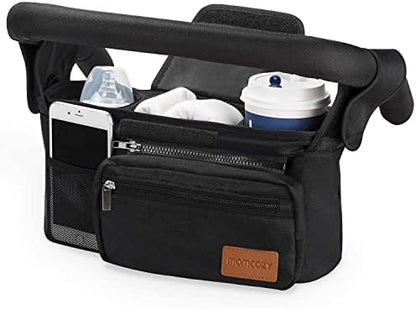 Universal Stroller Organizer with Insulated Cup Holder by Momcozy - Detachable Phone Bag & Shoulder Strap, Fits for Stroller like Uppababy, Baby Jogger, Britax, BOB, Umbrella and Pet Stroller