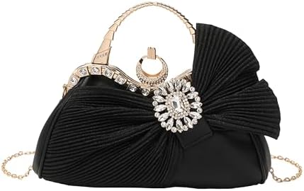 Buric Clutch Purses for Women Rhinestone Evening Handbag Bridal Wedding Prom Purse Formal Party Bow Tie Clutch for Women