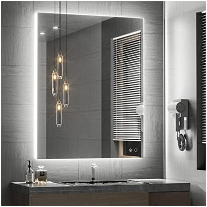 Keonjinn 40 x 32 Inch LED Bathroom Mirror with Acrylic, Backlit Mirror Anti-Fog, Lighted Bathroom Mirror for Wall, CRI90 High Definition Dimmable Large Makeup Mirror(Horizontal/Vertical)