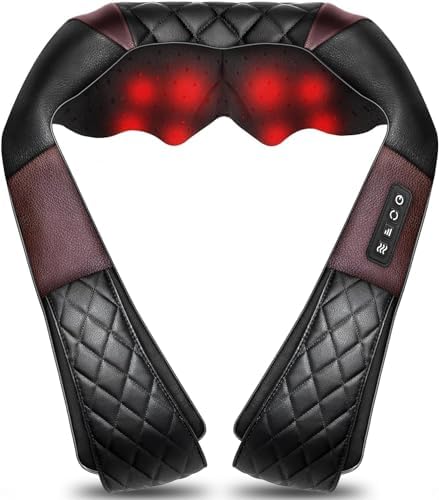 Neck Massager with Heat, Shiatsu Back Neck and Shoulder Massager - Gifts for Women/men/Mom/Dad - Electric Deeper Tissue 4D Kneading Massage, Use at Home, Office, Car