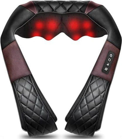 Neck Massager with Heat, Shiatsu Back Neck and Shoulder Massager - Gifts for Women/men/Mom/Dad - Electric Deeper Tissue 4D Kneading Massage, Use at Home, Office, Car