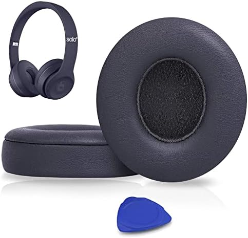 SoloWIT® Ear Pads Cushions Replacement, Earpads for Beats Solo 2 & Solo 3 Wireless On-Ear Headphones with Soft Protein Leather, Stronger Adhesive, Noise Isolation Memory Foam - Black