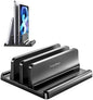 VAYDEER Vertical Laptop Stand for Desk – Dual Slot Adjustable Laptop Holder, Space-Saving 4-in-1 Desk Organizer for MacBook, Chromebook, Surface, Dell (Black) - PuriLite