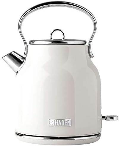 Haden 75041 Heritage 1.7 Liter (7 Cup) Stainless Steel Electric Kettle with Auto Shut-Off and Boil Dry Protection, Black/Copper