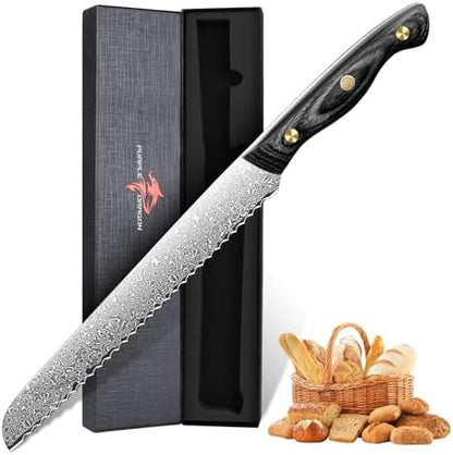 Purple Dragon Damascus Fish Fillet Knife - 7 inch Flexible Boning Knife with VG10 Core, Kitchen Slicing Knife with Full Tang Handle, Birthday Dad Mom Gift