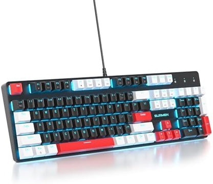 Owpkeenthy Full Size Green Mechanical Gaming Keyboard with Number Pad, Wired 100% Office NKRO Keyboard RGB Backlit 104 Keys with Red Switch for PC Gamer (104 Matcha)