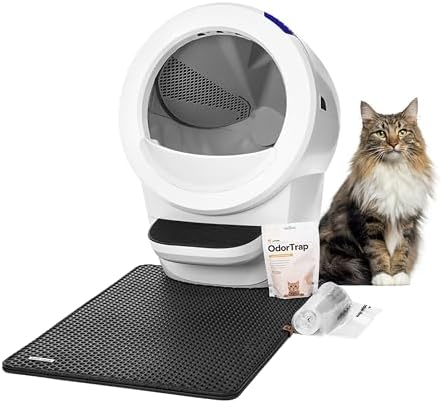 Litter-Robot 4 Beginner Bundle by Whisker, Black - Automatic, Self-Cleaning Litter Box, Includes Litter-Robot, Fence, Mat, 2 OdorTrap Pack Refills, 25 Waste Drawer Liners & 1 Year of WhiskerCare