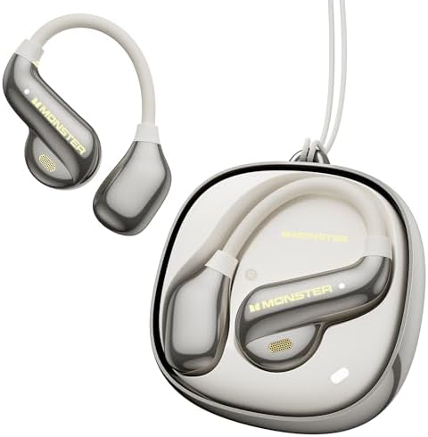 Monster Open Ear AC390 Headphones, Bluetooth 6.0 Earbuds with Stereo Sound, Wireless Headphones 24H Playtime, IPX5 Waterproof, Rotating Charging Case with Lanyard, Ultra-Light Open Ear Earbuds