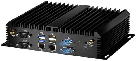 Kinupute Industrial Mini PC, Fanless Desktop Computer Core i7-1165G7 2.8-4.7GHz, Windows 11 Pro, 16G DDR4 RAM, 256G SSD, VGA/HDMI 4K@60Hz, 2x2.5G LAN Ports, 6xCOM RS232, 4G Module, WiFi6/BT5.1
