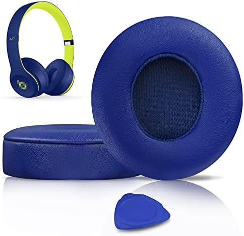 SoloWIT® Ear Pads Cushions Replacement, Earpads for Beats Solo 2 & Solo 3 Wireless On-Ear Headphones with Soft Protein Leather, Stronger Adhesive, Noise Isolation Memory Foam - Black
