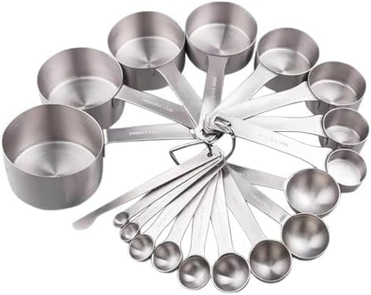 Smithcraft Measuring Cup Set of 8 Stainless Steel Measuring Cups18/8(304) Steel Material Heavy Duty 8 Measuring Cups and 1 Ring Set of 9