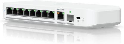 Ubiquiti Networks USW-Flex-2.5G-8 UniFi Switch Flex 2.5G (8 x 2.5 GbE ports, 1 x 10 GbE PoE+ input/SFP+ combo, Plastic case, Compatible with Desktop, Laptop, Server, IP Camera, Printer)