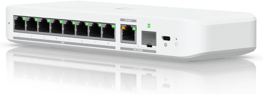 Ubiquiti Networks USW-Flex-2.5G-8 UniFi Switch Flex 2.5G (8 x 2.5 GbE ports, 1 x 10 GbE PoE+ input/SFP+ combo, Plastic case, Compatible with Desktop, Laptop, Server, IP Camera, Printer)