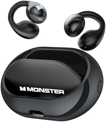 Monster Wireless Earbuds,Bluetooth 5.4 Clip-On Earbuds with HiFi Stereo,Open Ear Headphones with ENC Clear Call,21H Playtime,Fast Charge,Touch Control,IPX6 Waterproof Wireless Headphones for Sport