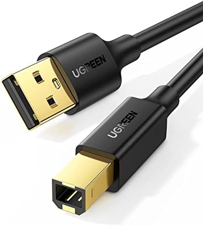 UGREEN Printer Cable USB 2.0 A Male to B Male Cord USB A to B Cable High Speed Scanner Cord Compatible with Brother, HP, Canon, Lexmark, Dell, Epson, Xerox, Piano, DAC and More, 1.5 Meters
